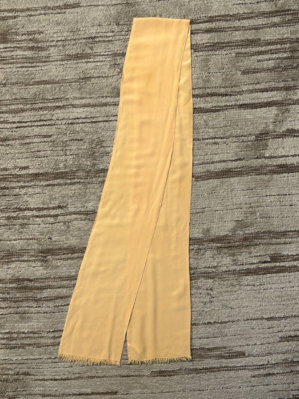 Long Fringed Silk Scarf In Butter Yellow